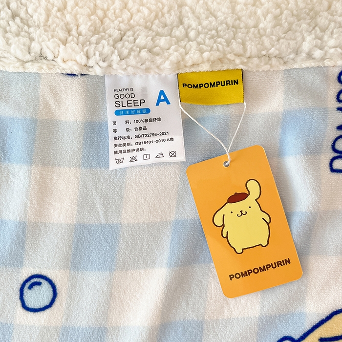 91家纺网 家纺一手货源 找家纺 葡萄家 2025新款A类三丽鸥正版授权少女可爱卡通加厚牛奶绒羊羔绒多功能四季毛毯毯子 绒毛毯-MT三丽鸥蓝格布丁狗