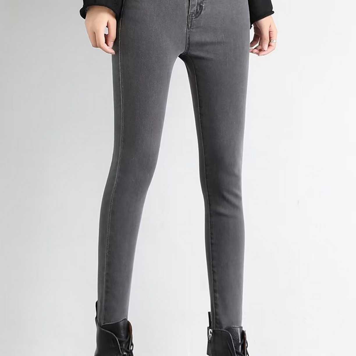 91家纺网 家纺一手货源 找家纺 洛兰沙家居馆【只代发】【只代发】 2025新款牛仔裤女弹力新款春秋高腰显瘦显高紧身小脚铅笔修身款卡码拍大牛仔裤9 灰色