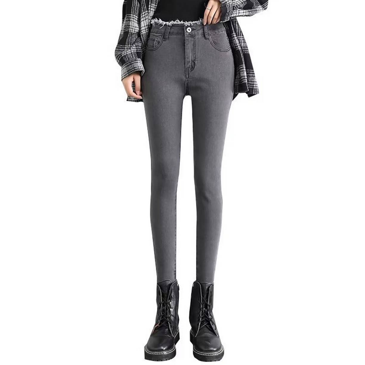 91家纺网 家纺一手货源 找家纺 洛兰沙家居馆【只代发】【只代发】 2025新款牛仔裤女弹力新款春秋高腰显瘦显高紧身小脚铅笔修身款卡码拍大牛仔裤9 灰色