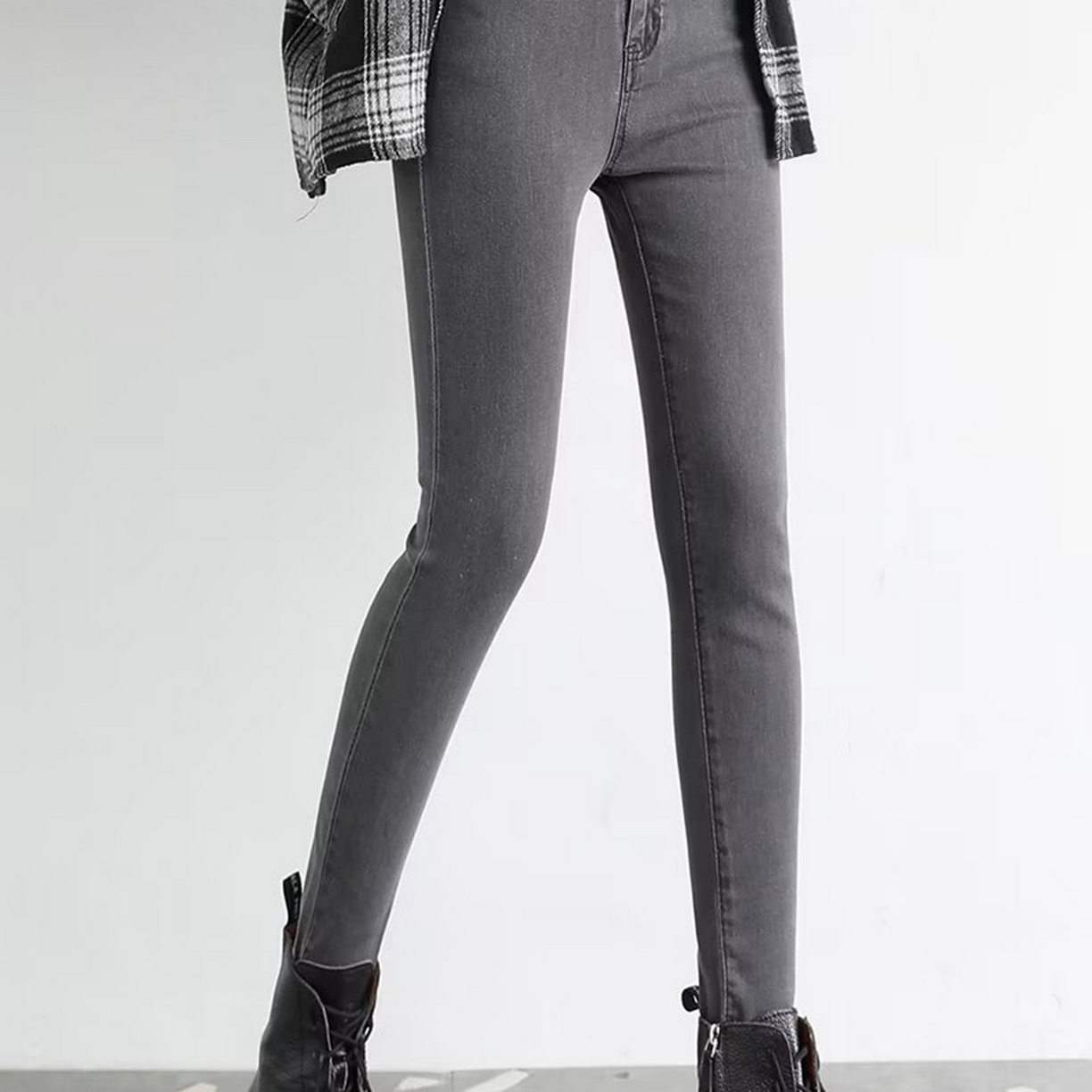 91家纺网 家纺一手货源 找家纺 洛兰沙家居馆【只代发】【只代发】 2025新款牛仔裤女弹力新款春秋高腰显瘦显高紧身小脚铅笔修身款卡码拍大牛仔裤9 灰色