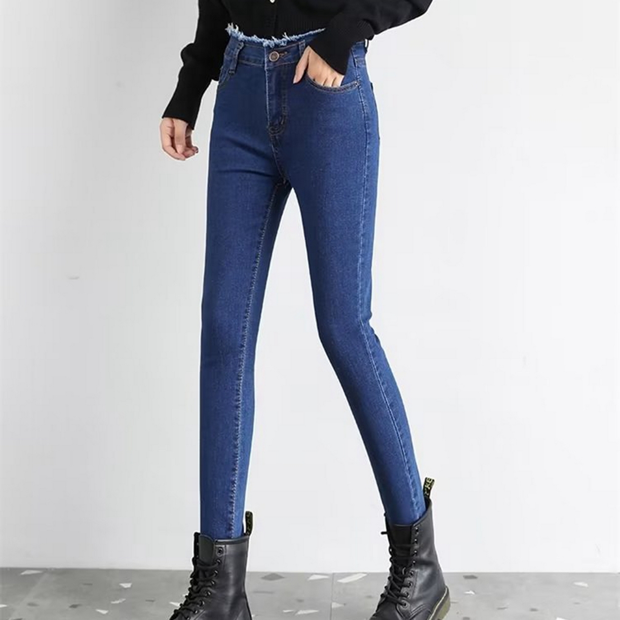 91家纺网 家纺一手货源 找家纺 洛兰沙家居馆【只代发】【只代发】 2025新款牛仔裤女弹力新款春秋高腰显瘦显高紧身小脚铅笔修身款卡码拍大牛仔裤9 蓝色