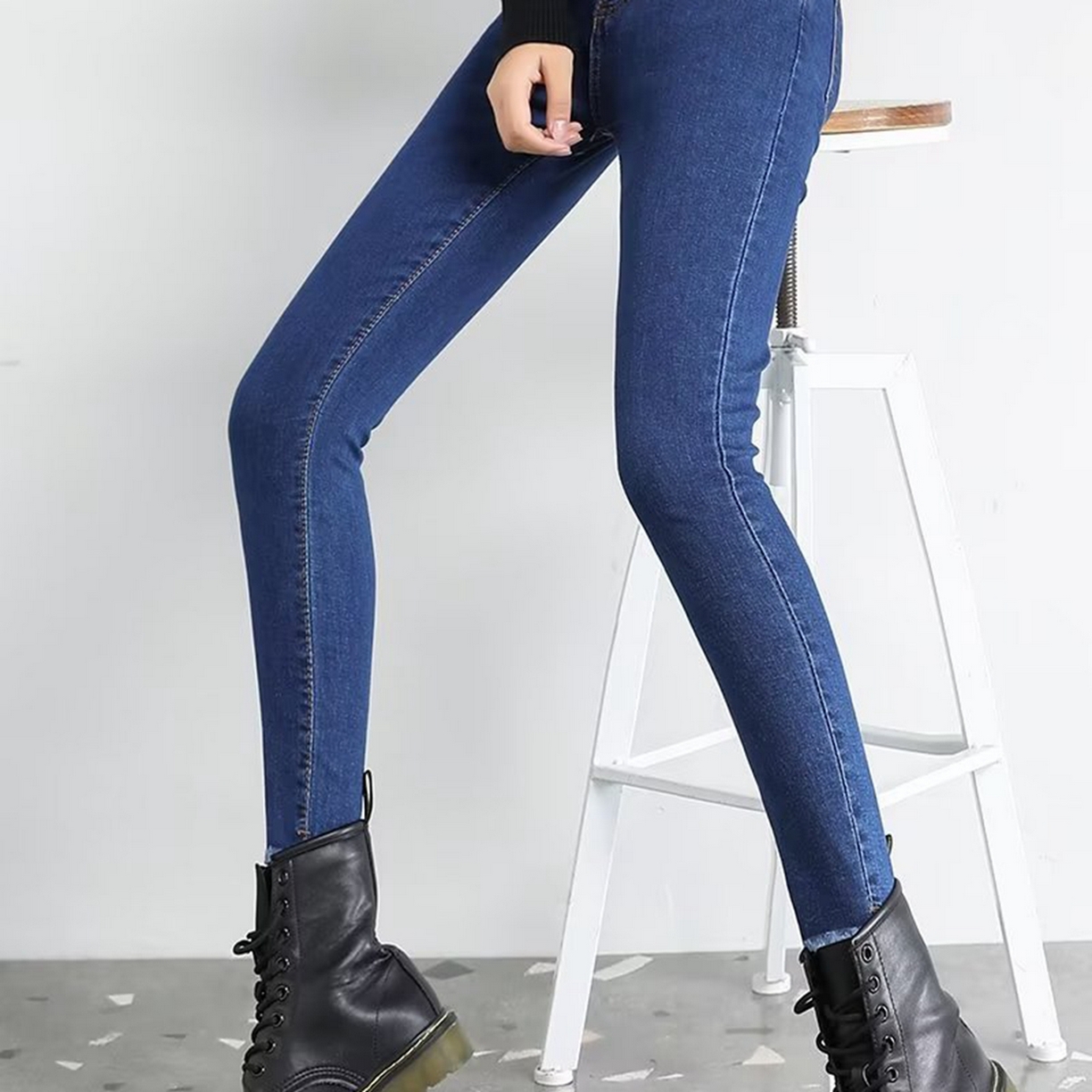 91家纺网 家纺一手货源 找家纺 洛兰沙家居馆【只代发】【只代发】 2025新款牛仔裤女弹力新款春秋高腰显瘦显高紧身小脚铅笔修身款卡码拍大牛仔裤9 蓝色