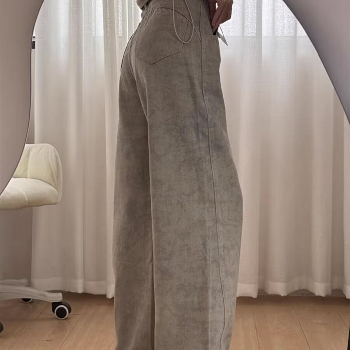 91家纺网 家纺一手货源 找家纺 （总）洛兰沙家居馆【只代发】【只代发】 2025新款大码美式高腰弯刀裤阔腿牛仔裤女薄款扎染印花直筒裤胖mm牛仔裤10