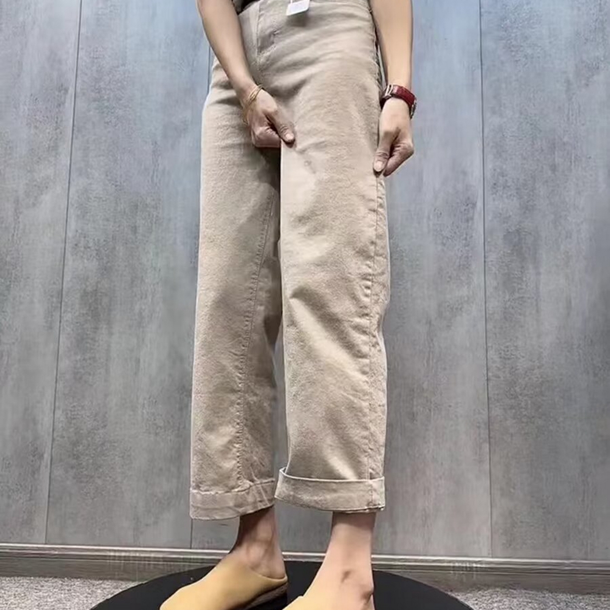 91家纺网 家纺一手货源 找家纺 （总）洛兰沙家居馆【只代发】【只代发】 2025只代发欧货弹力牛仔裤女秋季2025新款高腰直筒宽松显瘦阔腿裤九分裤子32