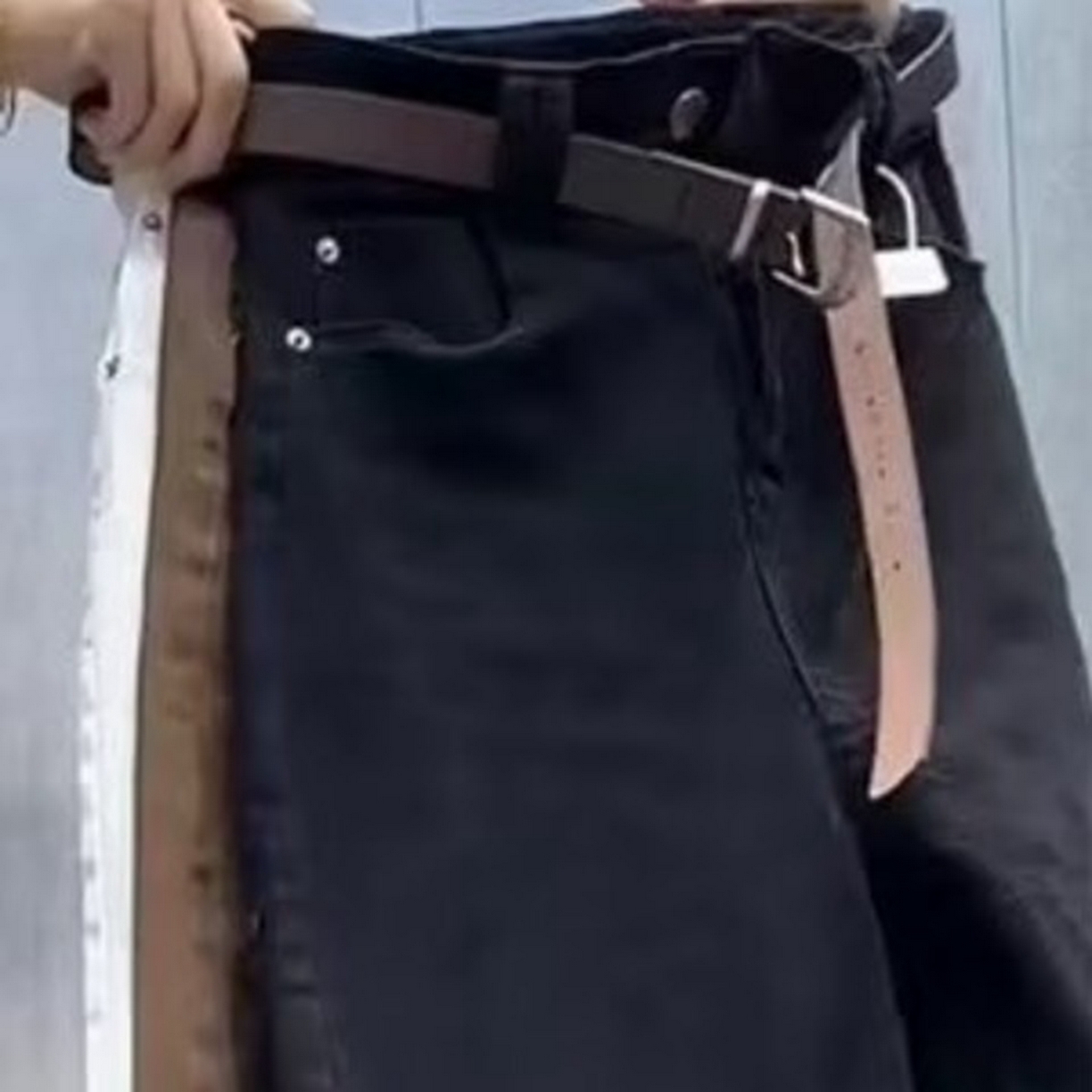 洛兰沙家居馆【只代发】【只代发】 2025只代发欧货弹力牛仔裤女秋季2025新款高腰直筒宽松显瘦阔腿裤九分裤子32 黑色