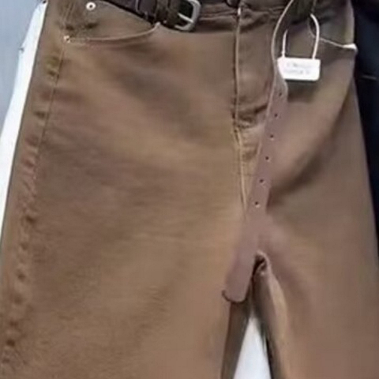 洛兰沙家居馆【只代发】【只代发】 2025只代发欧货弹力牛仔裤女秋季2025新款高腰直筒宽松显瘦阔腿裤九分裤子32 焦糖色