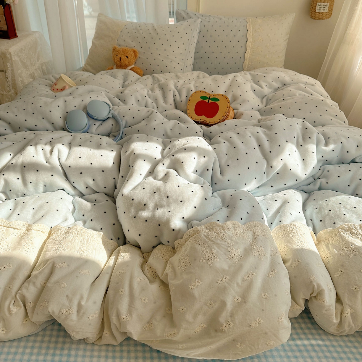 91家纺网 家纺一手货源 找家纺 （总）瑞莱 2025年秋冬新款全棉花边牛奶绒四件套