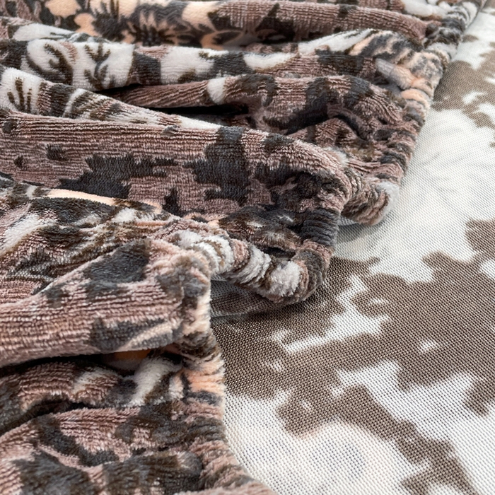 91家纺网 家纺一手货源 找家纺 库里梦家纺 2025网红直播热款美拉德加厚3D雕花牛奶绒床笠 富贵繁花-棕