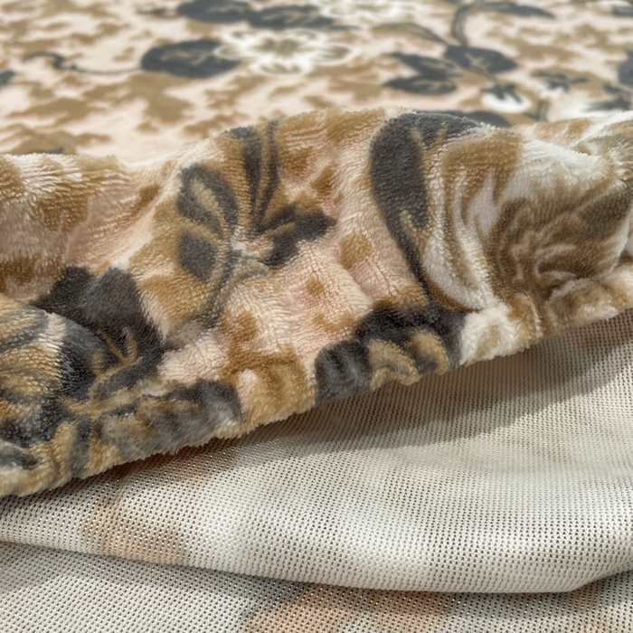 91家纺网 家纺一手货源 找家纺 库里梦家纺 2025网红直播热款美拉德加厚3D雕花牛奶绒床笠 富贵繁花-咖