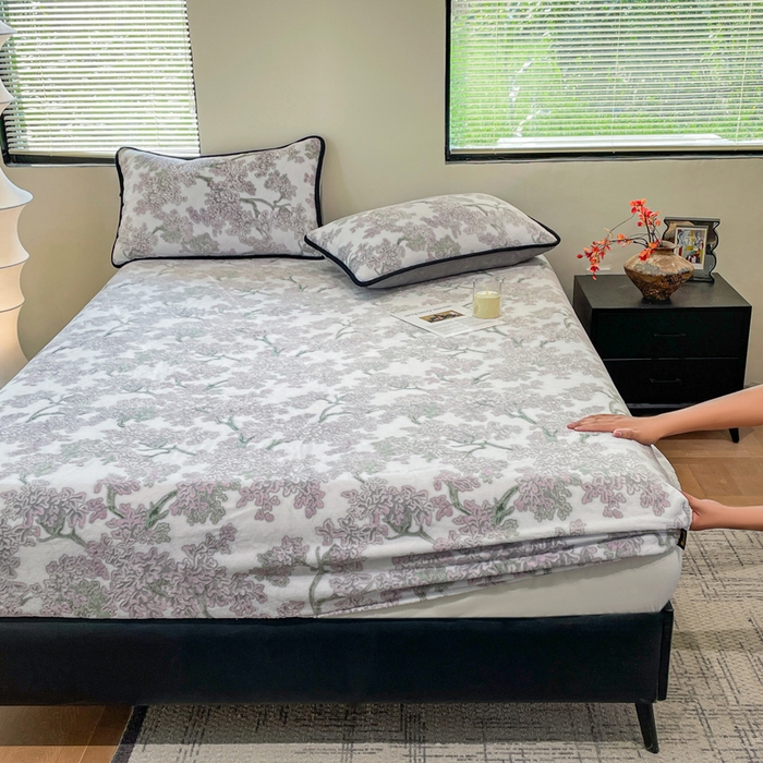 库里梦家纺 2025网红直播热款美拉德加厚3D雕花牛奶绒床笠 小亭幽梦