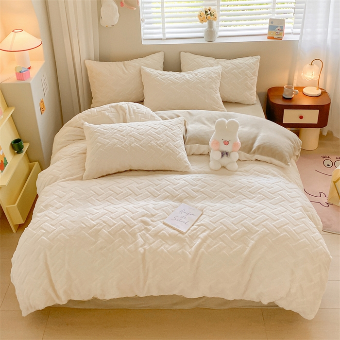 名兮家居 2025冬季新款加厚仿兔绒单被套 几何生活