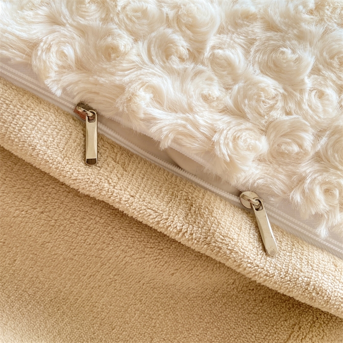 91家纺网 家纺一手货源 找家纺 名兮家居 2025冬季新款加厚仿兔绒单被套 玫瑰-白