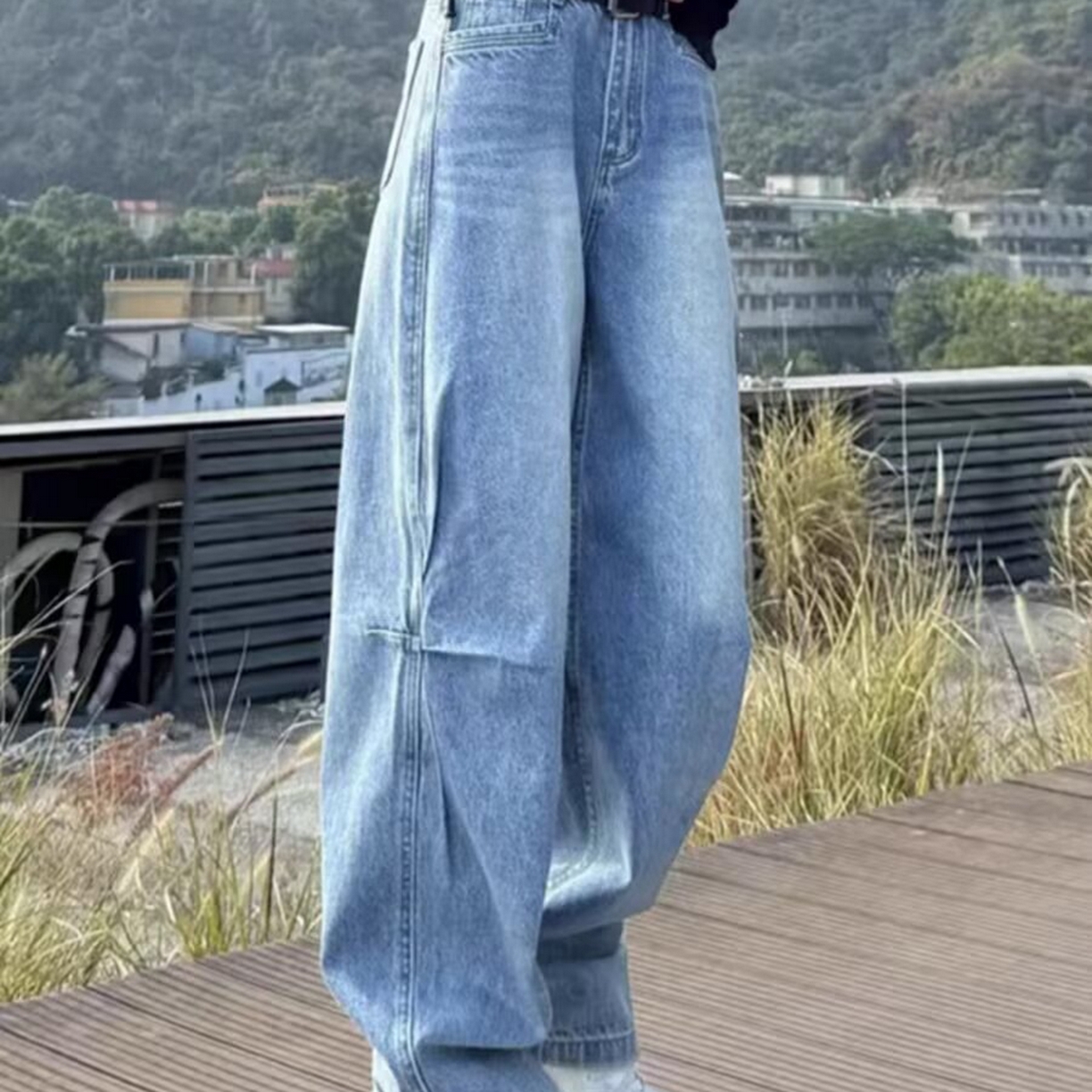 （总）洛兰沙家居馆【只代发】【只代发】 2025只代发白色镰刀牛仔裤女春季新款大码胖mm休闲阔腿裤宽松显瘦香蕉裤批发30