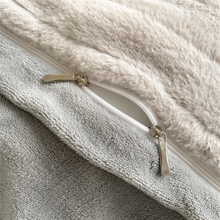 91家纺网 家纺一手货源 找家纺 名兮家居 2025冬季新款加厚仿兔绒单被套 条纹-灰