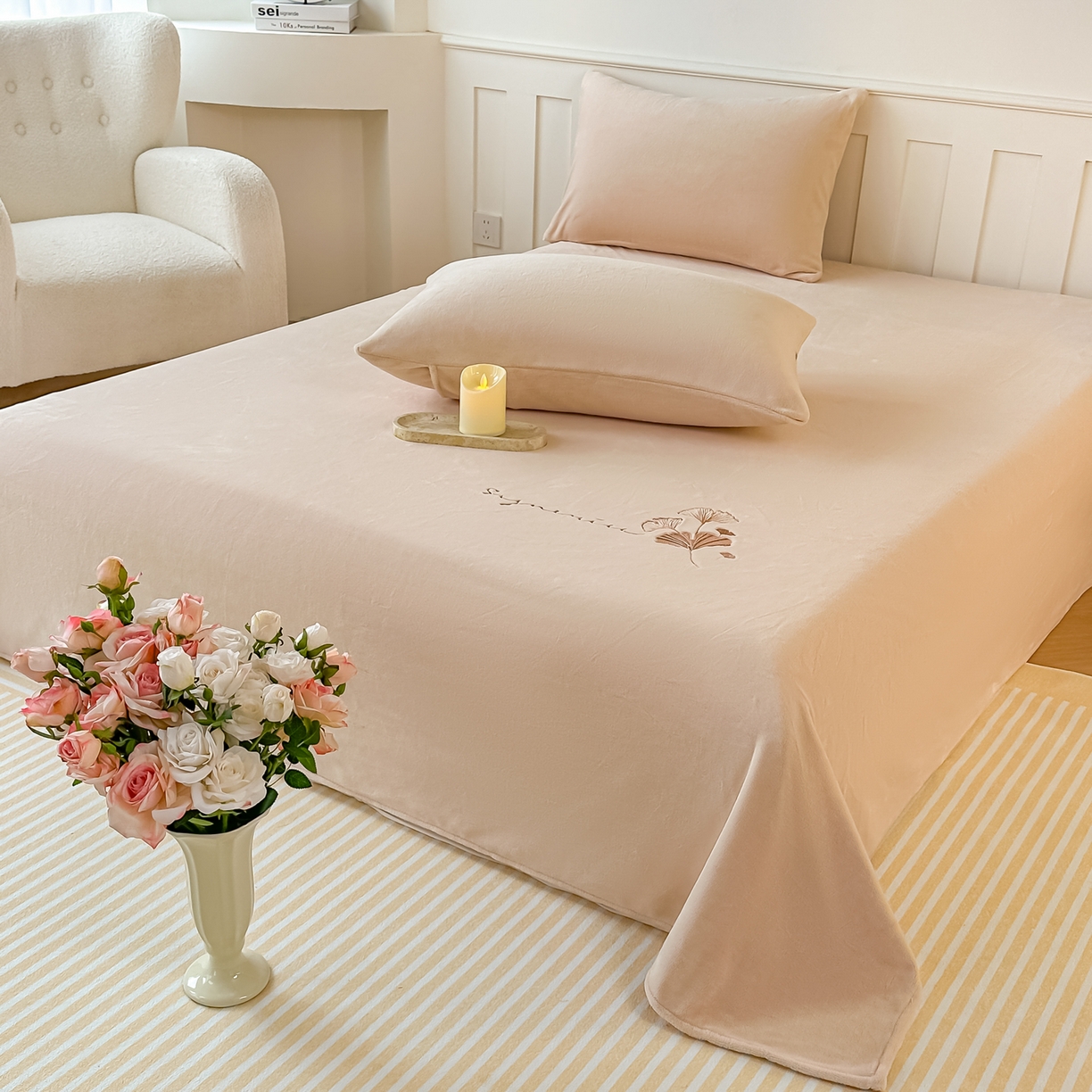 91家纺网 家纺一手货源 找家纺 （总）芙绣家纺 2025新款牛奶绒刺绣床单