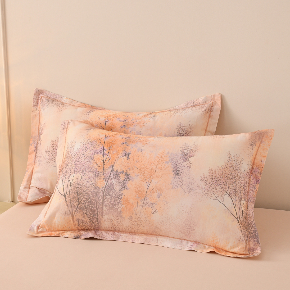 91家纺网 家纺一手货源 找家纺 润淳家居 2025新款全棉生态磨毛数码印花四件套 柏露 桔