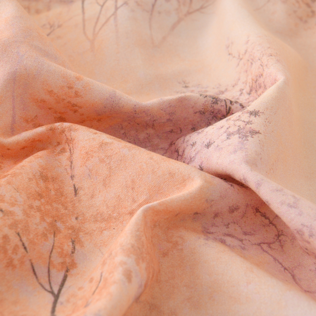 91家纺网 家纺一手货源 找家纺 润淳家居 2025新款全棉生态磨毛数码印花四件套 柏露 桔