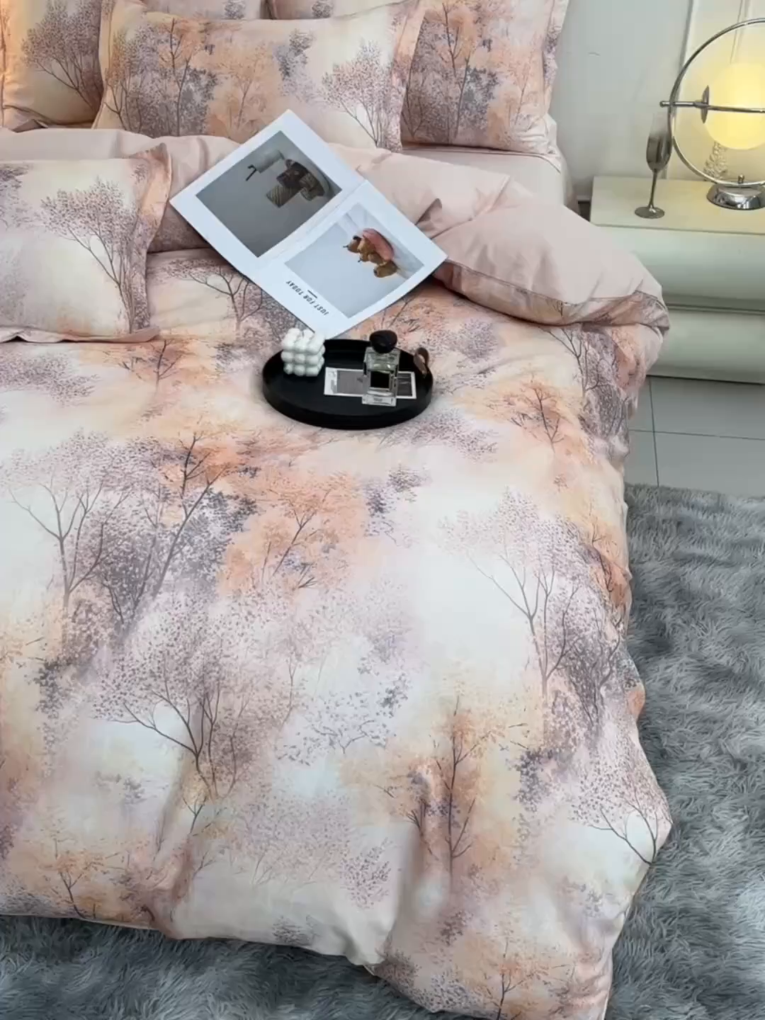 91家纺网 家纺一手货源 找家纺 润淳家居 2025新款全棉生态磨毛数码印花四件套 柏露 桔