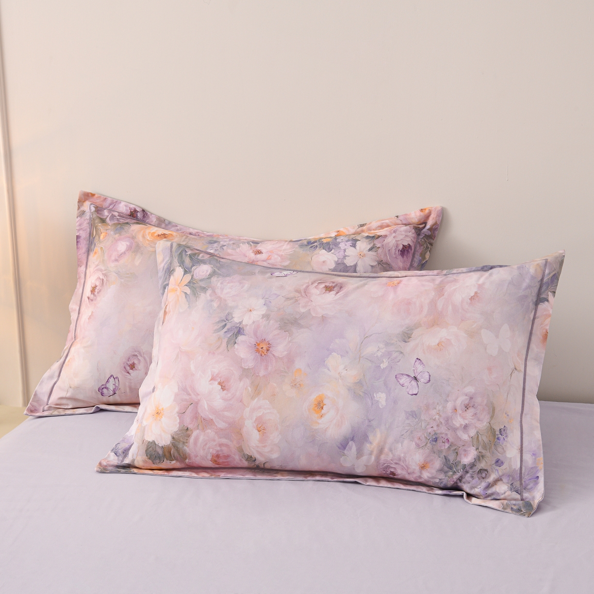 91家纺网 家纺一手货源 找家纺 润淳家居 2025新款全棉生态磨毛数码印花四件套 花暖香风 紫