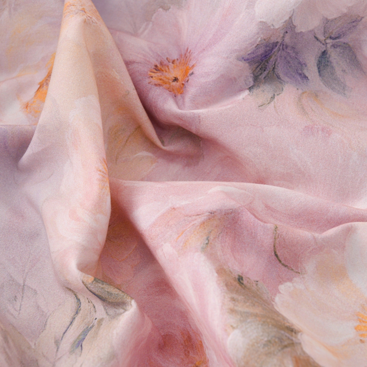 91家纺网 家纺一手货源 找家纺 润淳家居 2025新款全棉生态磨毛数码印花四件套 花暖香风 紫