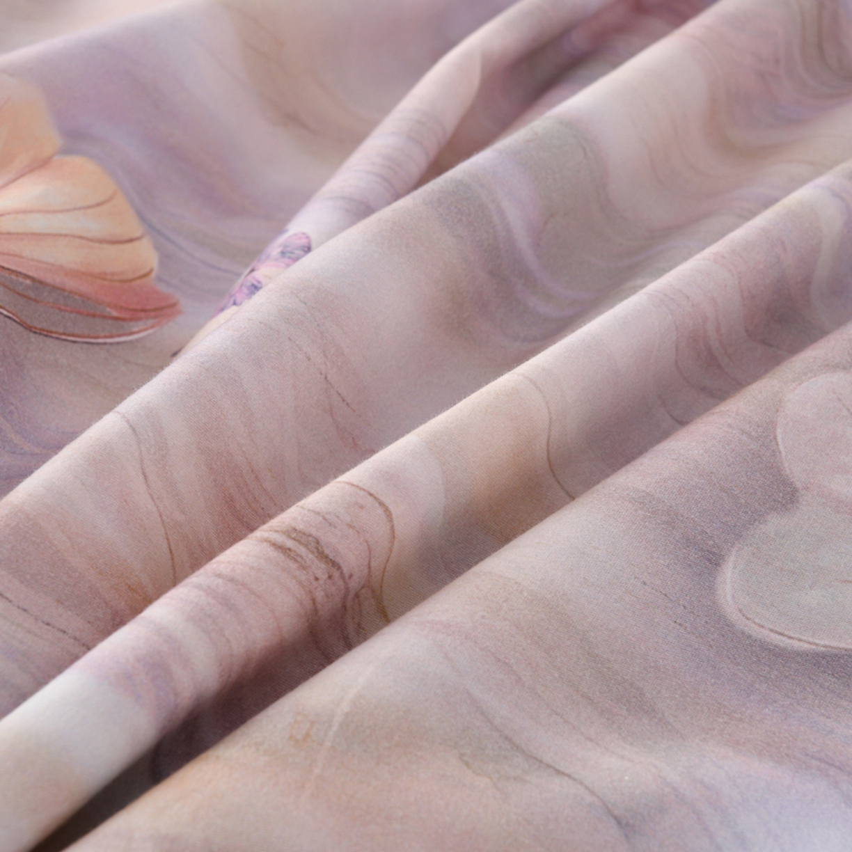 91家纺网 家纺一手货源 找家纺 润淳家居 2025新款全棉生态磨毛数码印花四件套 霁雪 紫