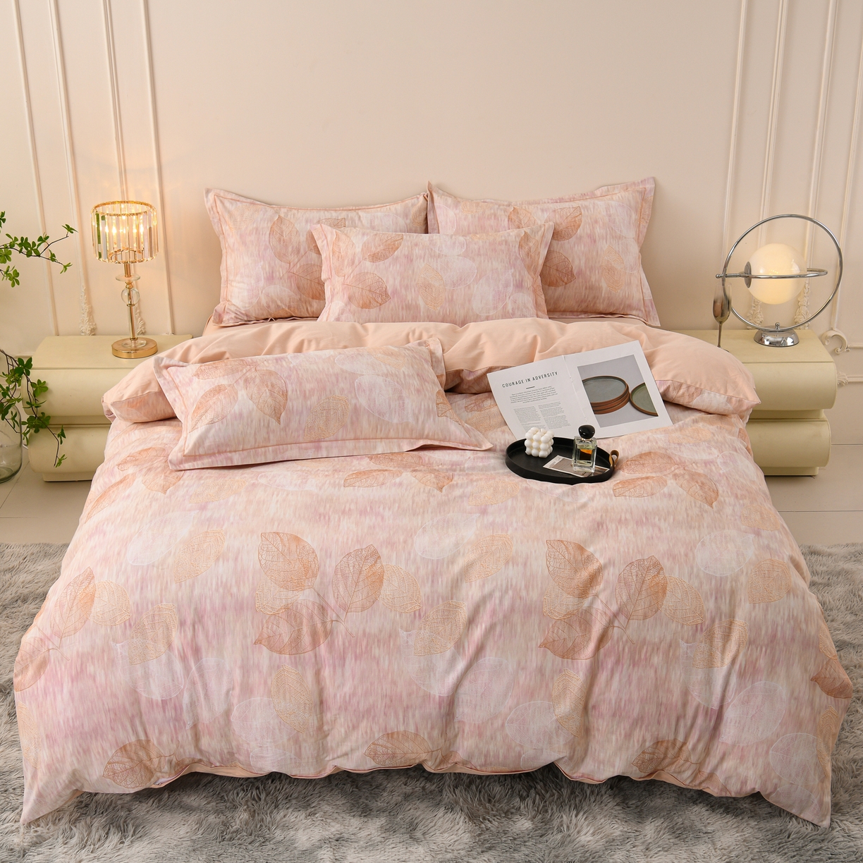 91家纺网 家纺一手货源 找家纺 润淳家居 2025新款全棉生态磨毛数码印花四件套 岚夕 咖