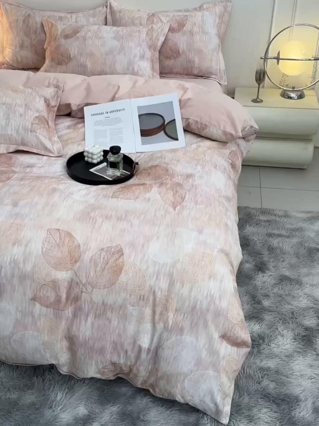 91家纺网 家纺一手货源 找家纺 润淳家居 2025新款全棉生态磨毛数码印花四件套 岚夕 咖