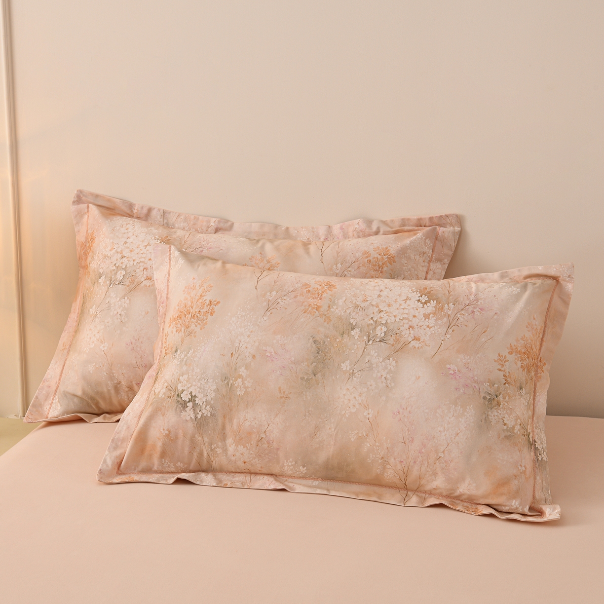 91家纺网 家纺一手货源 找家纺 润淳家居 2025新款全棉生态磨毛数码印花四件套 梨花 黄