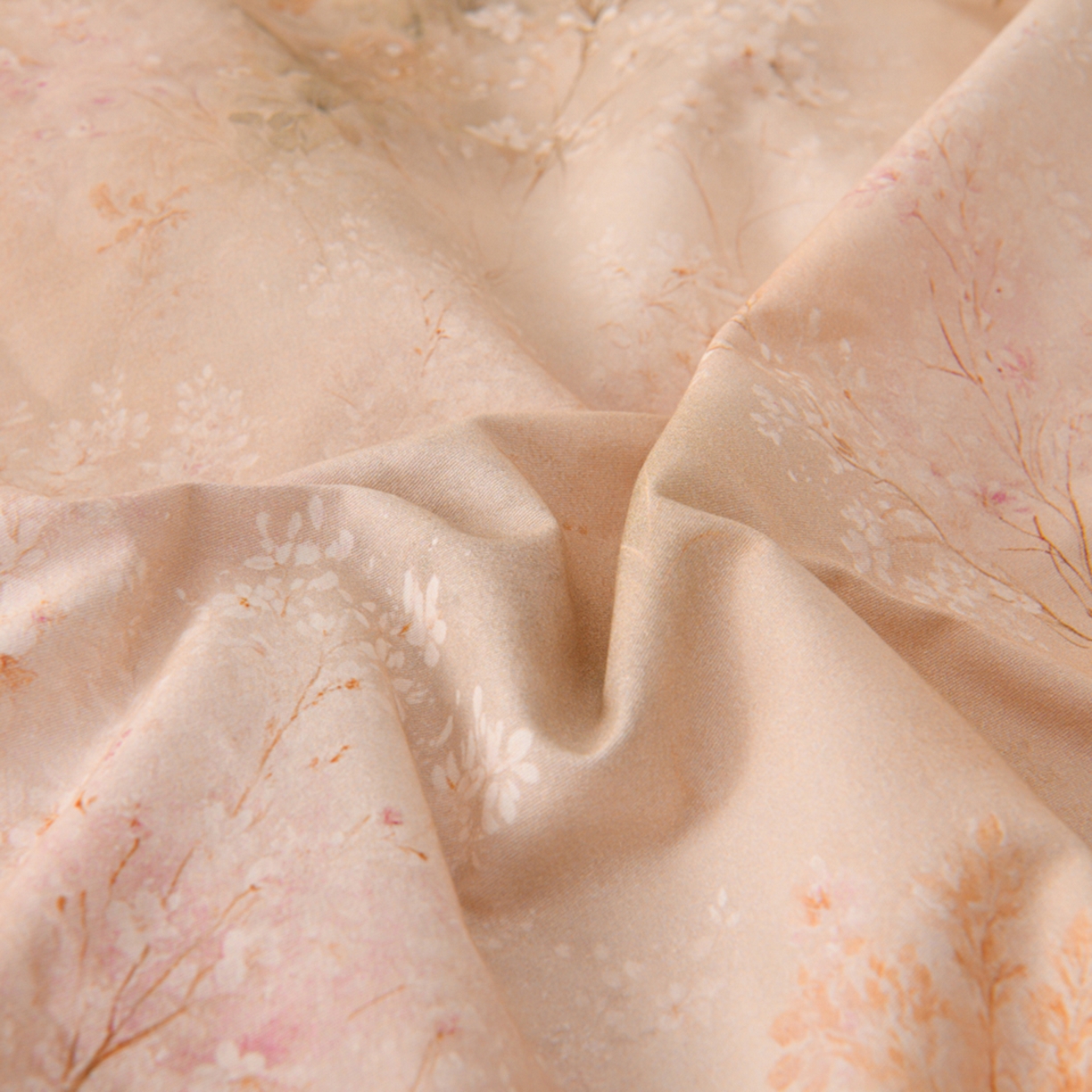 91家纺网 家纺一手货源 找家纺 润淳家居 2025新款全棉生态磨毛数码印花四件套 梨花 黄