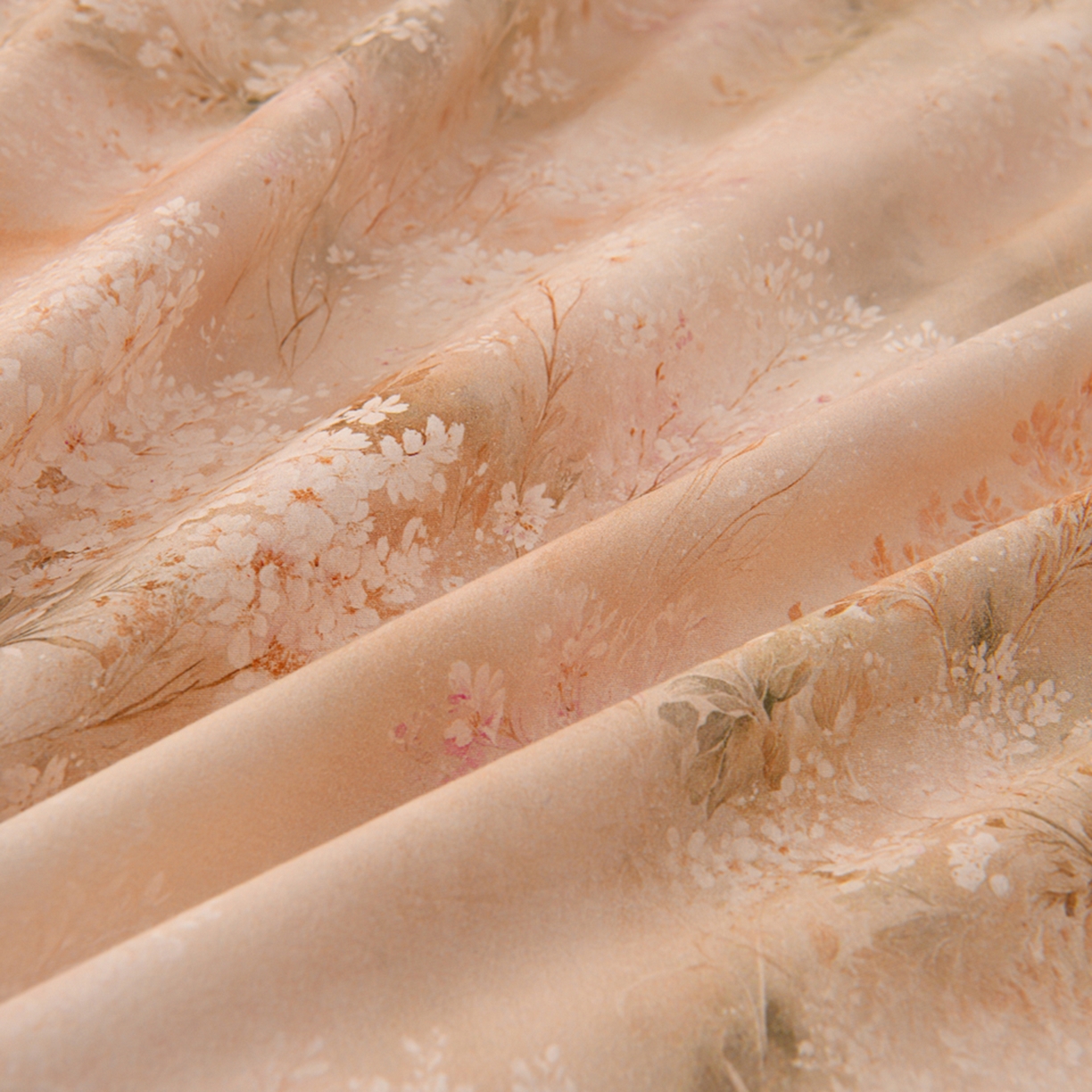 91家纺网 家纺一手货源 找家纺 润淳家居 2025新款全棉生态磨毛数码印花四件套 梨花 黄