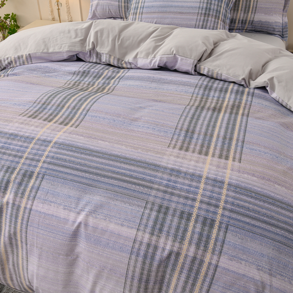 91家纺网 家纺一手货源 找家纺 润淳家居 2025新款全棉生态磨毛数码印花四件套 欧若拉 蓝