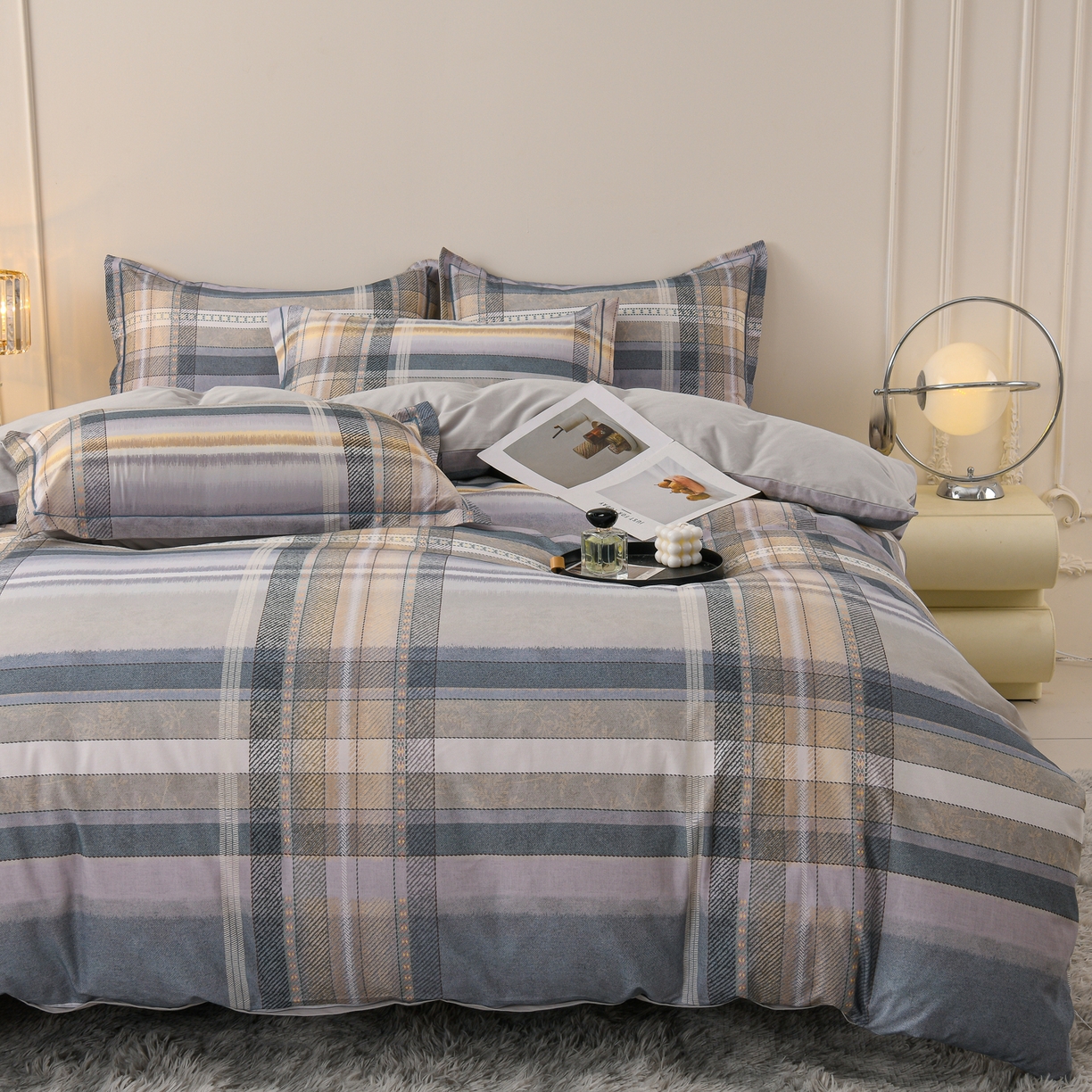 91家纺网 家纺一手货源 找家纺 润淳家居 2025新款全棉生态磨毛数码印花四件套 尚品 蓝