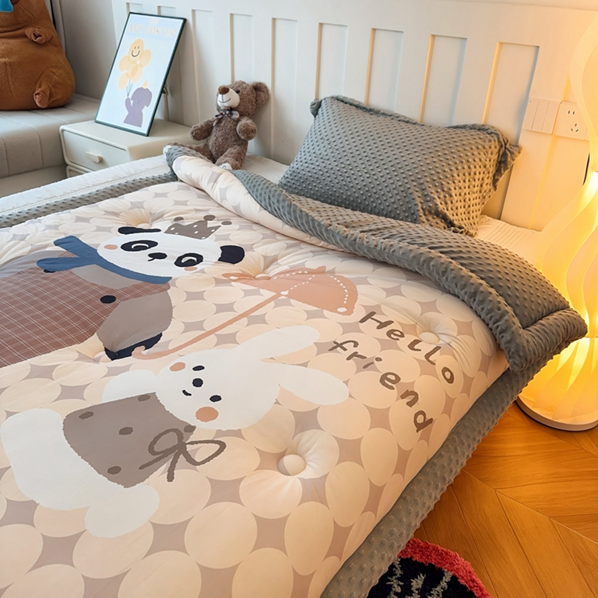 91家纺网 家纺一手货源 找家纺 （总）兜米家居 2025新款针织棉专版数码印花豆豆绒被被子被芯