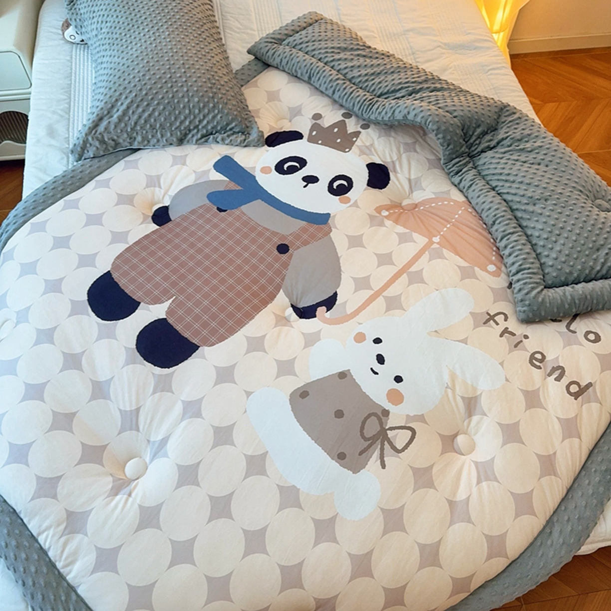 91家纺网 家纺一手货源 找家纺 （总）兜米家居 2025新款针织棉专版数码印花豆豆绒被被子被芯