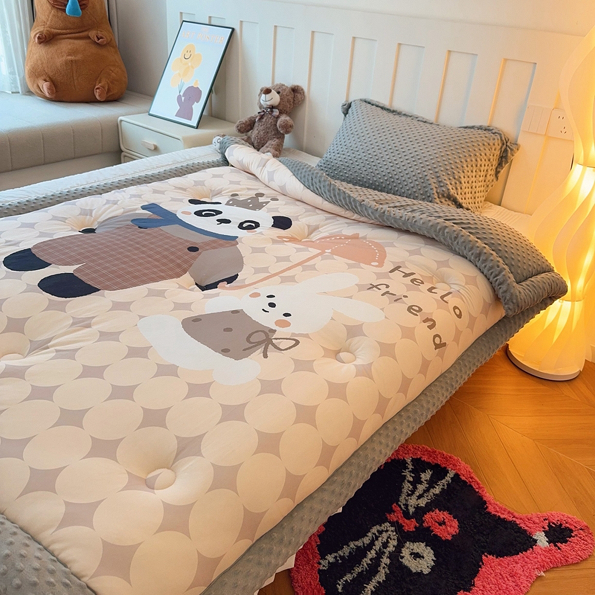 91家纺网 家纺一手货源 找家纺 （总）兜米家居 2025新款针织棉专版数码印花豆豆绒被被子被芯