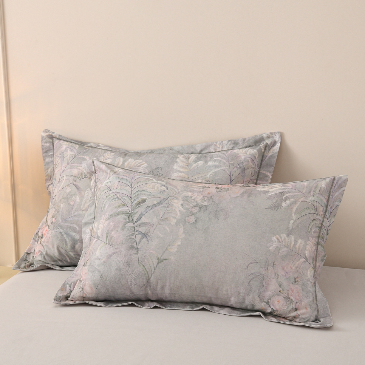 91家纺网 家纺一手货源 找家纺 润淳家居 2025新款全棉生态磨毛数码印花四件套 苏雅风情 蓝灰