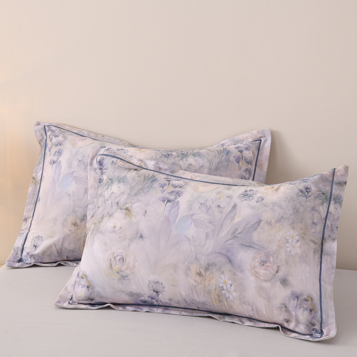 91家纺网 家纺一手货源 找家纺 润淳家居 2025新款全棉生态磨毛数码印花四件套 星绒 蓝