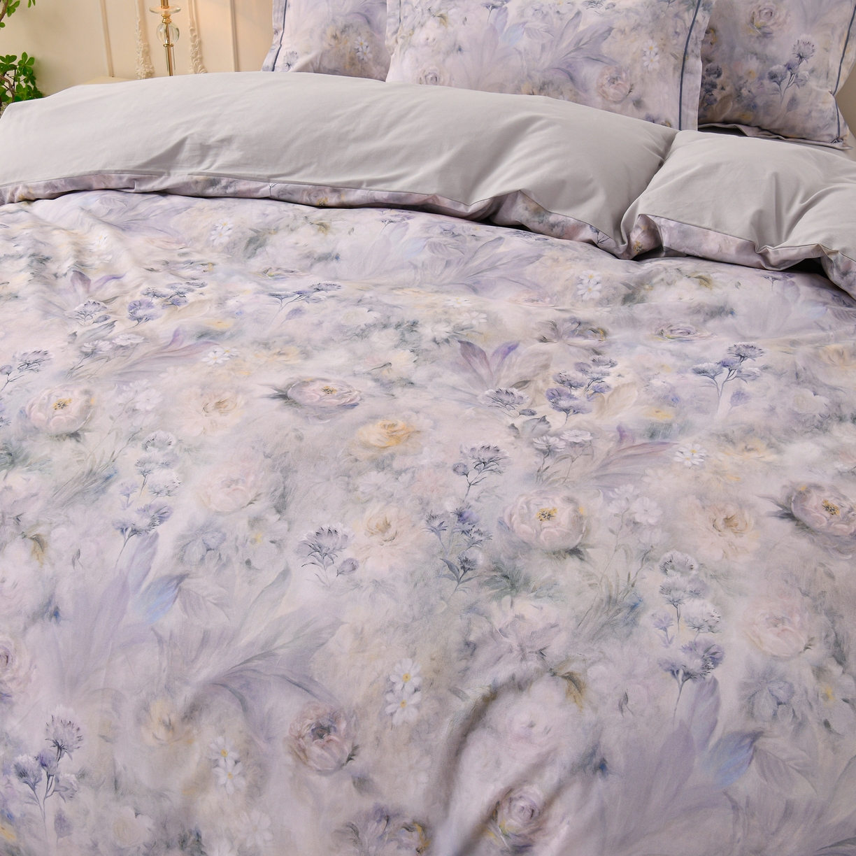 91家纺网 家纺一手货源 找家纺 润淳家居 2025新款全棉生态磨毛数码印花四件套 星绒 蓝