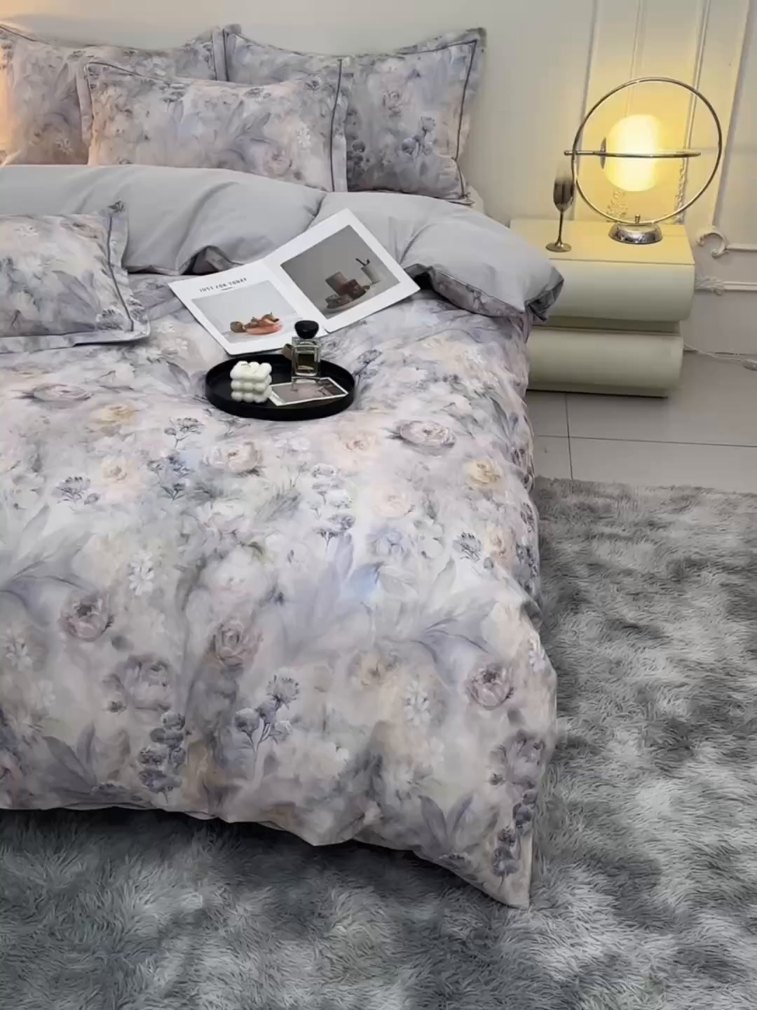 91家纺网 家纺一手货源 找家纺 润淳家居 2025新款全棉生态磨毛数码印花四件套 星绒 蓝