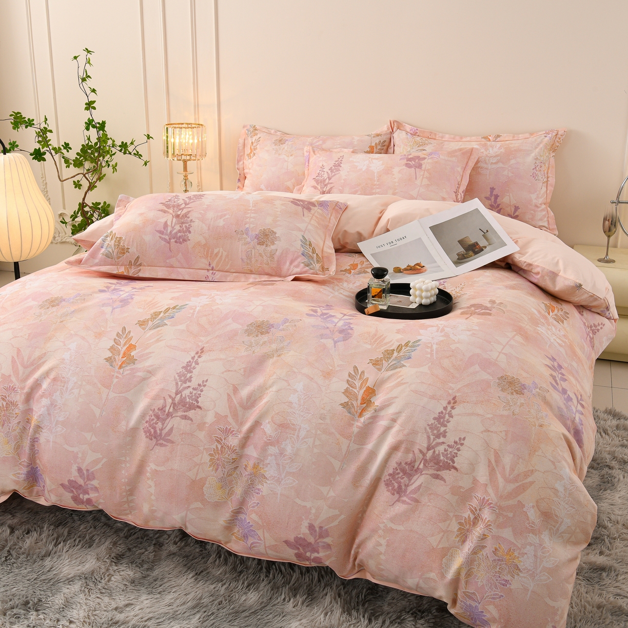 91家纺网 家纺一手货源 找家纺 润淳家居 2025新款全棉生态磨毛数码印花四件套 云海 玉