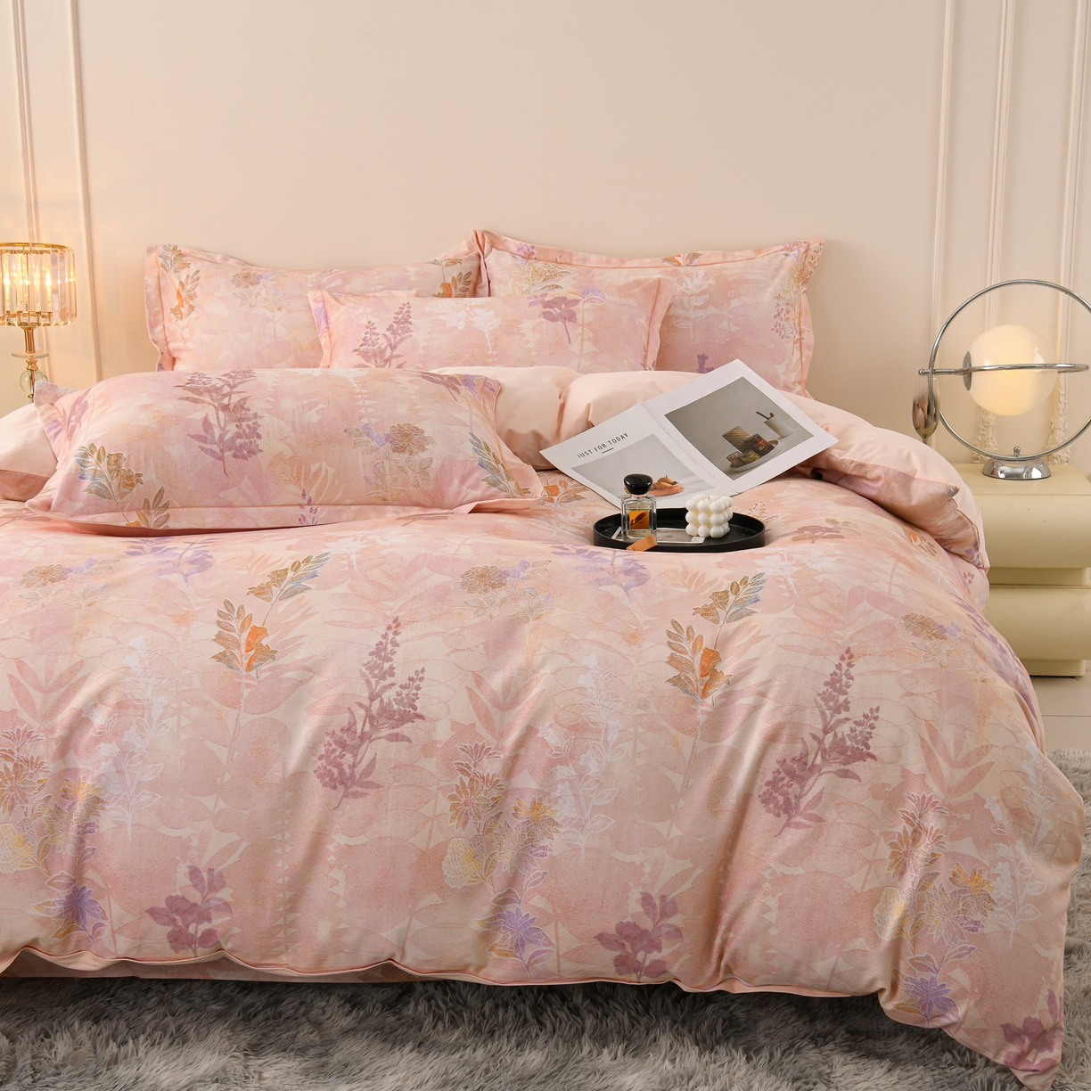 91家纺网 家纺一手货源 找家纺 润淳家居 2025新款全棉生态磨毛数码印花四件套 云海 玉