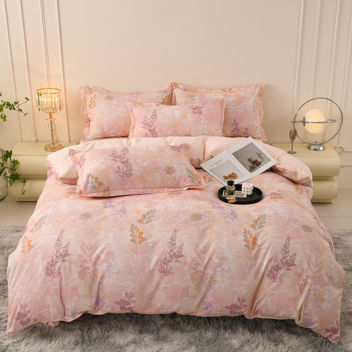 91家纺网 家纺一手货源 找家纺 润淳家居 2025新款全棉生态磨毛数码印花四件套 云海 玉