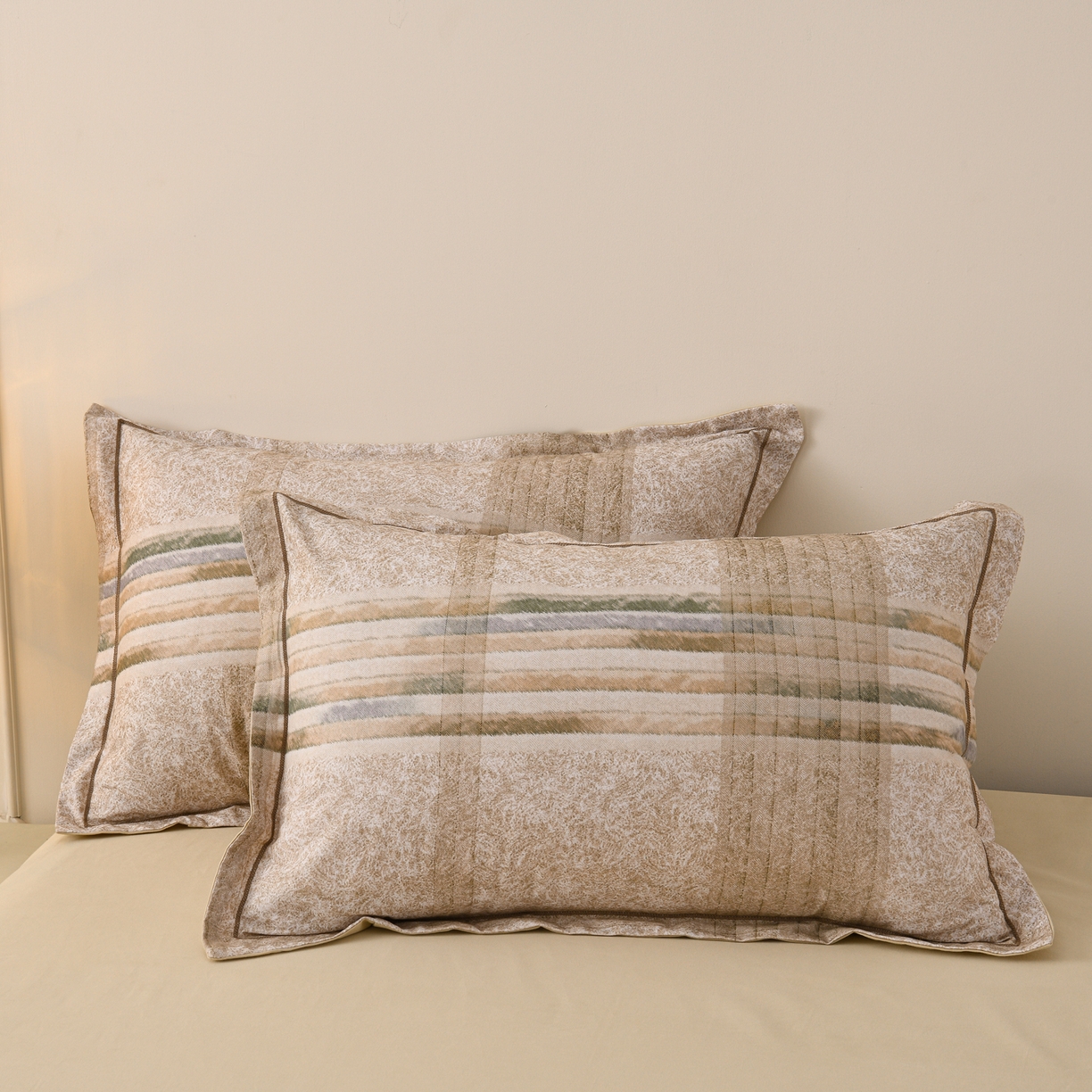 91家纺网 家纺一手货源 找家纺 润淳家居 2025新款全棉生态磨毛数码印花四件套 韵律 驼