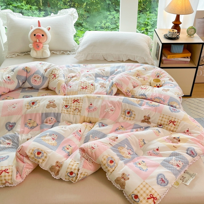 大彩家居針織棉夏被子被芯春秋被冬被空調(diào)被夏涼被兒童被 蛋糕小熊
