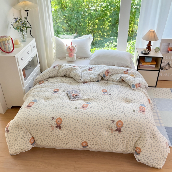 91家纺网 家纺一手货源 找家纺 大彩家居针织棉夏被子被芯春秋被冬被空调被夏凉被儿童被 可爱小狮子