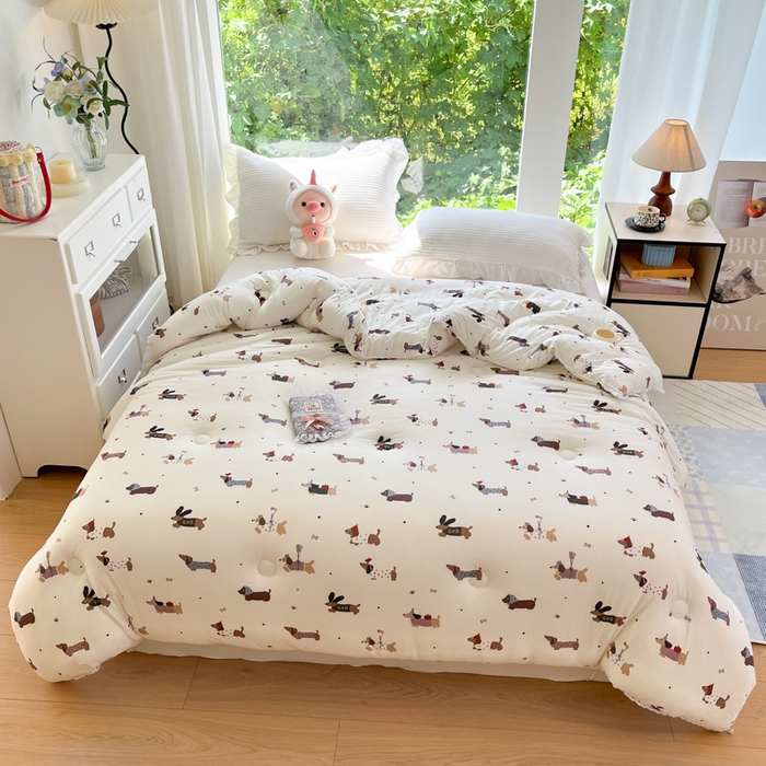 91家纺网 家纺一手货源 找家纺 大彩家居针织棉夏被子被芯春秋被冬被空调被夏凉被儿童被 气球小狗