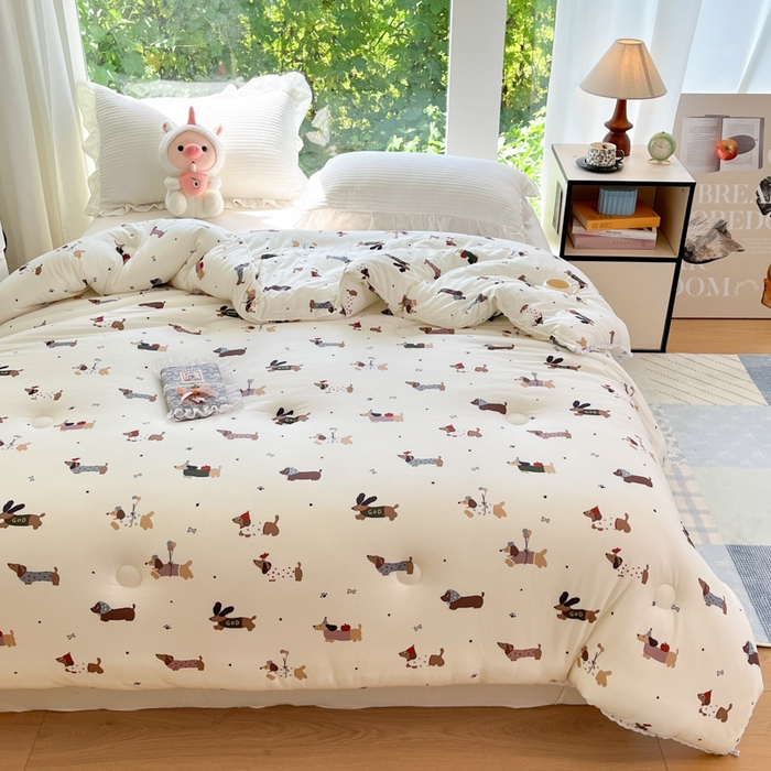 91家纺网 家纺一手货源 找家纺 大彩家居针织棉夏被子被芯春秋被冬被空调被夏凉被儿童被 气球小狗