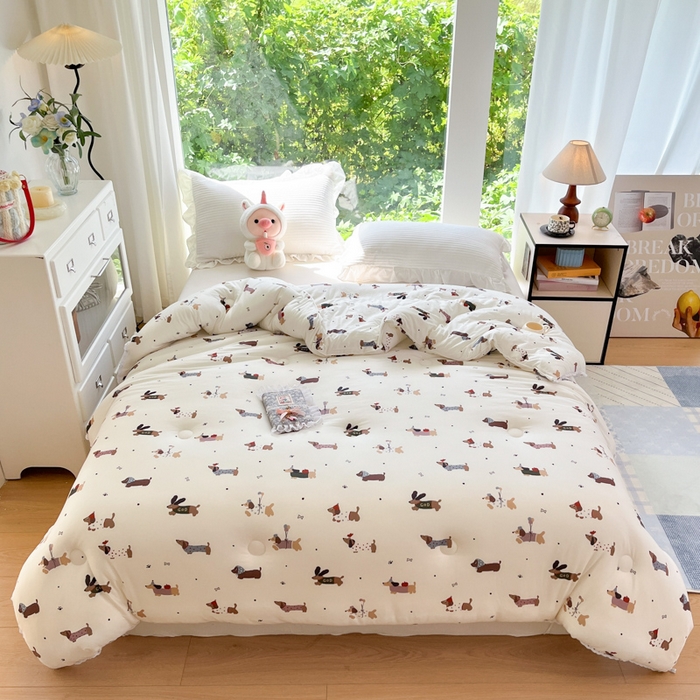 91家纺网 家纺一手货源 找家纺 大彩家居针织棉夏被子被芯春秋被冬被空调被夏凉被儿童被 气球小狗