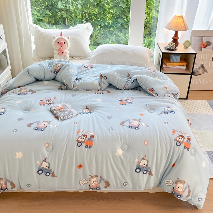 91家纺网 家纺一手货源 找家纺 大彩家居针织棉夏被子被芯春秋被冬被空调被夏凉被儿童被 挖掘小车