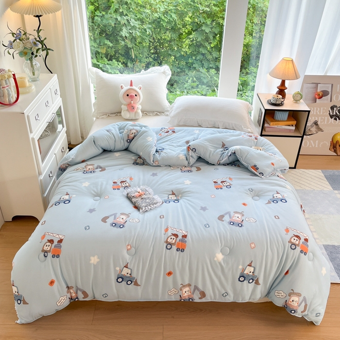 91家纺网 家纺一手货源 找家纺 大彩家居针织棉夏被子被芯春秋被冬被空调被夏凉被儿童被 挖掘小车